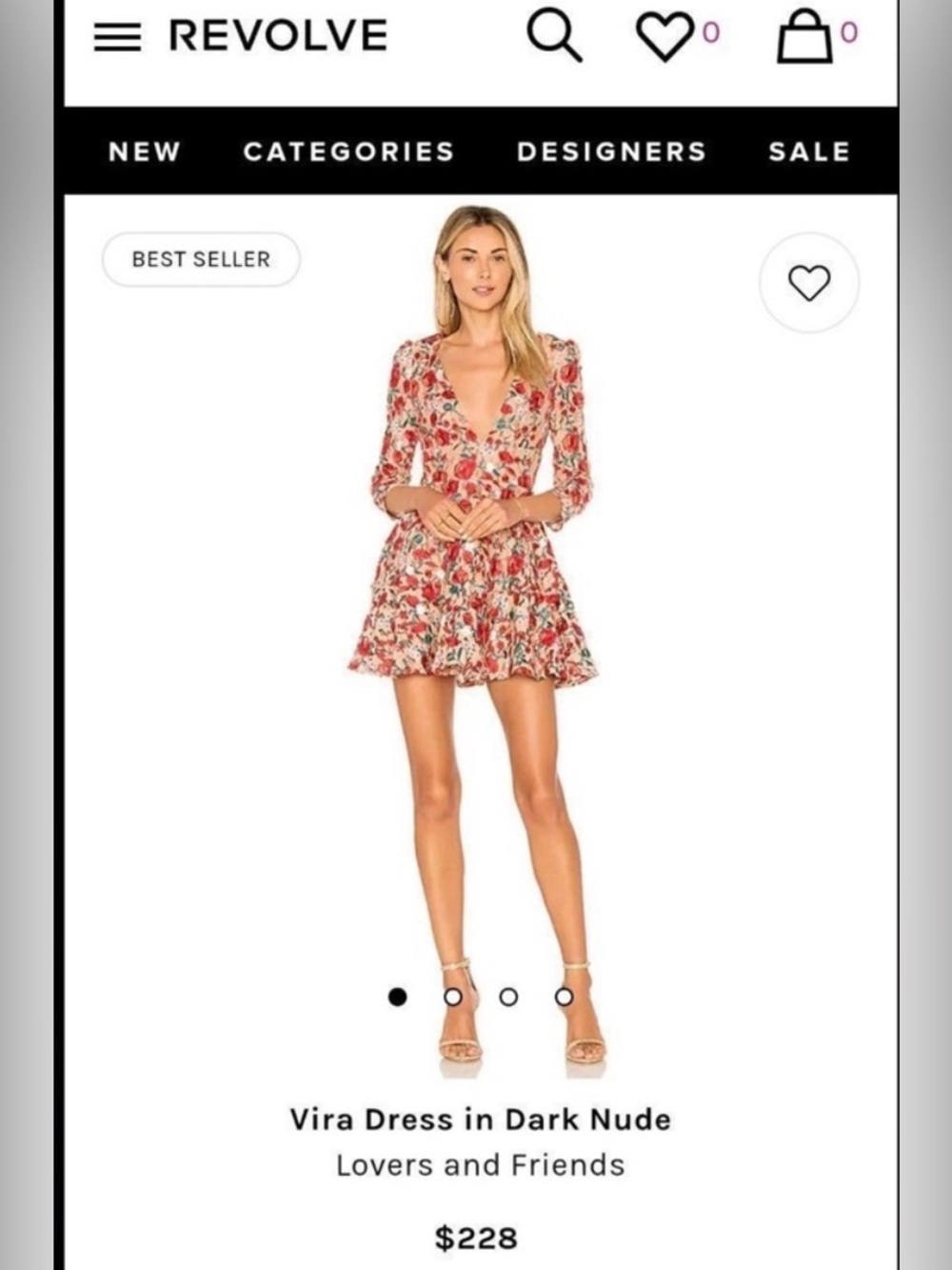 Lovers + Friends Floral V-Neck Mini Dress in Red and Cream
